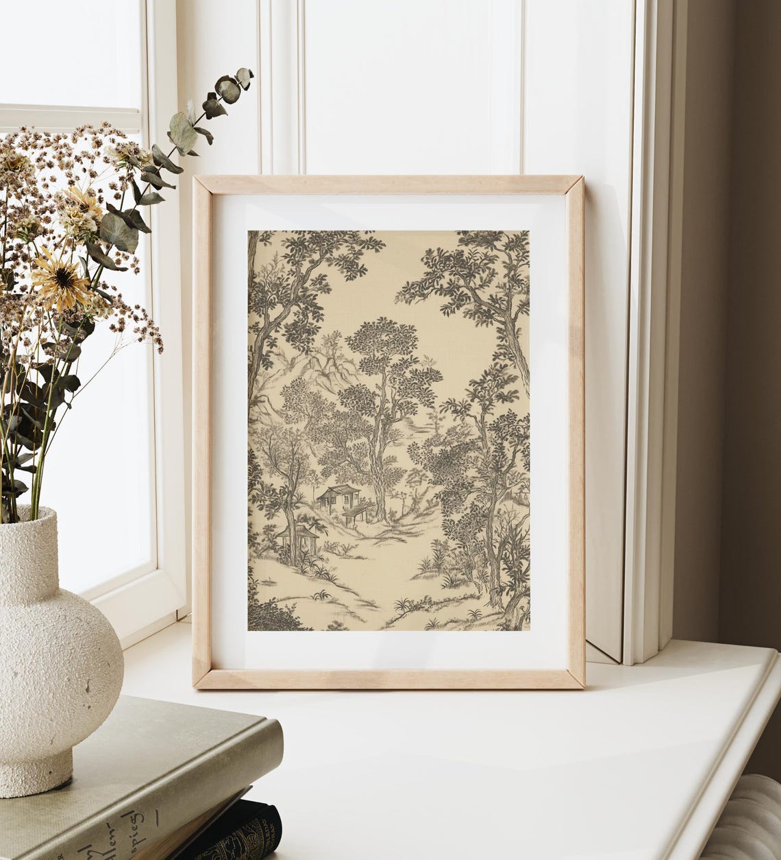 Toile Woodland Landscape Forest Cottage Vintage Sepia Poster - Image 3