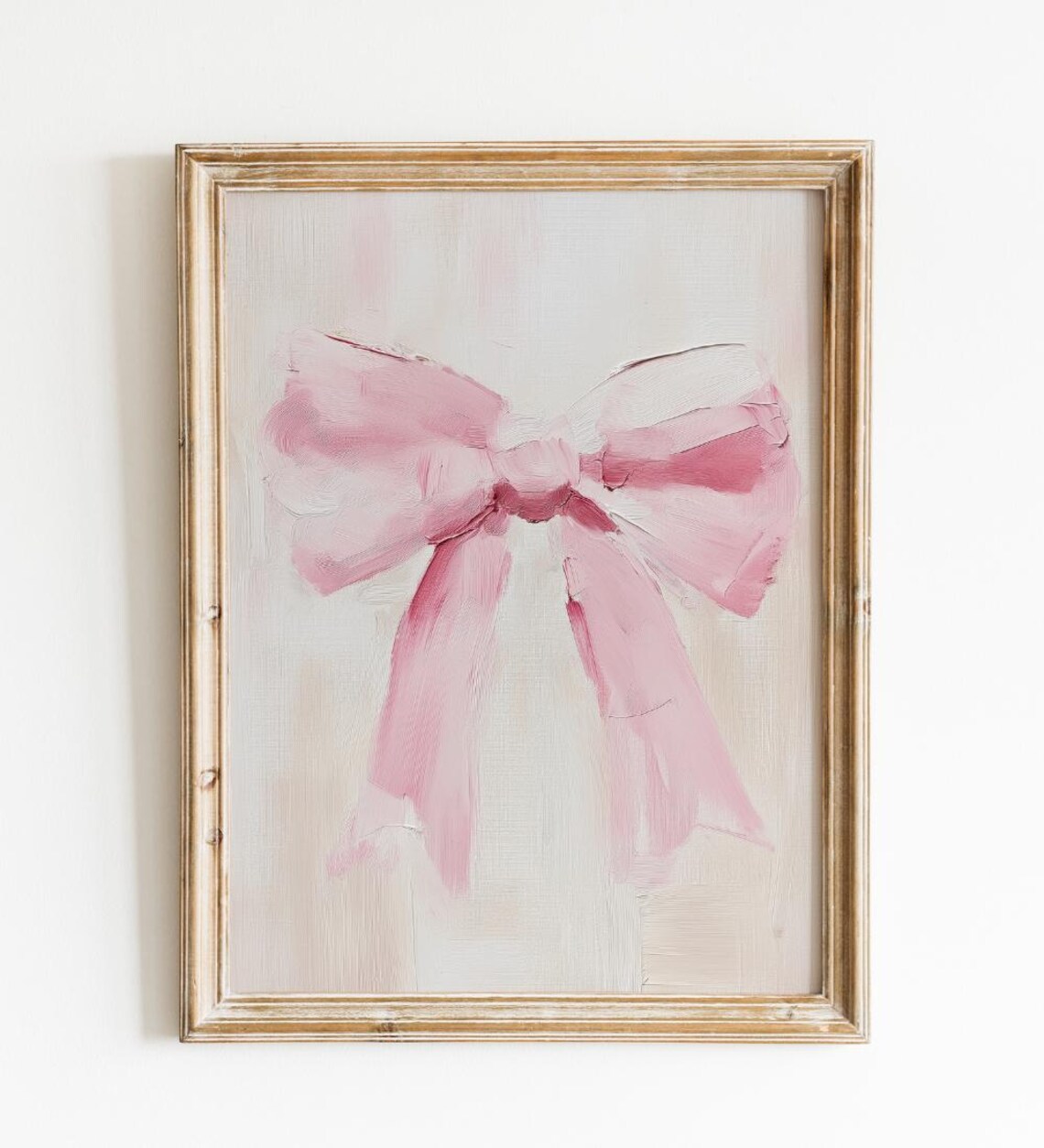 Blush Pink Bow Oil Painting Soft Coquette Girly Bedroom Decor Poster