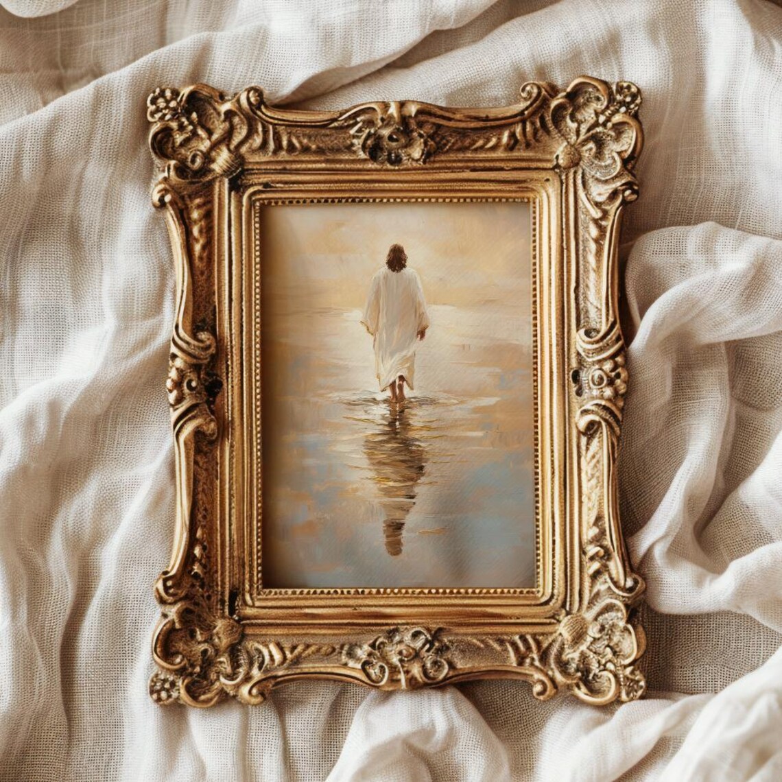Jesus Walking on Water Christian Inspirational Faith Art Poster - Image 3