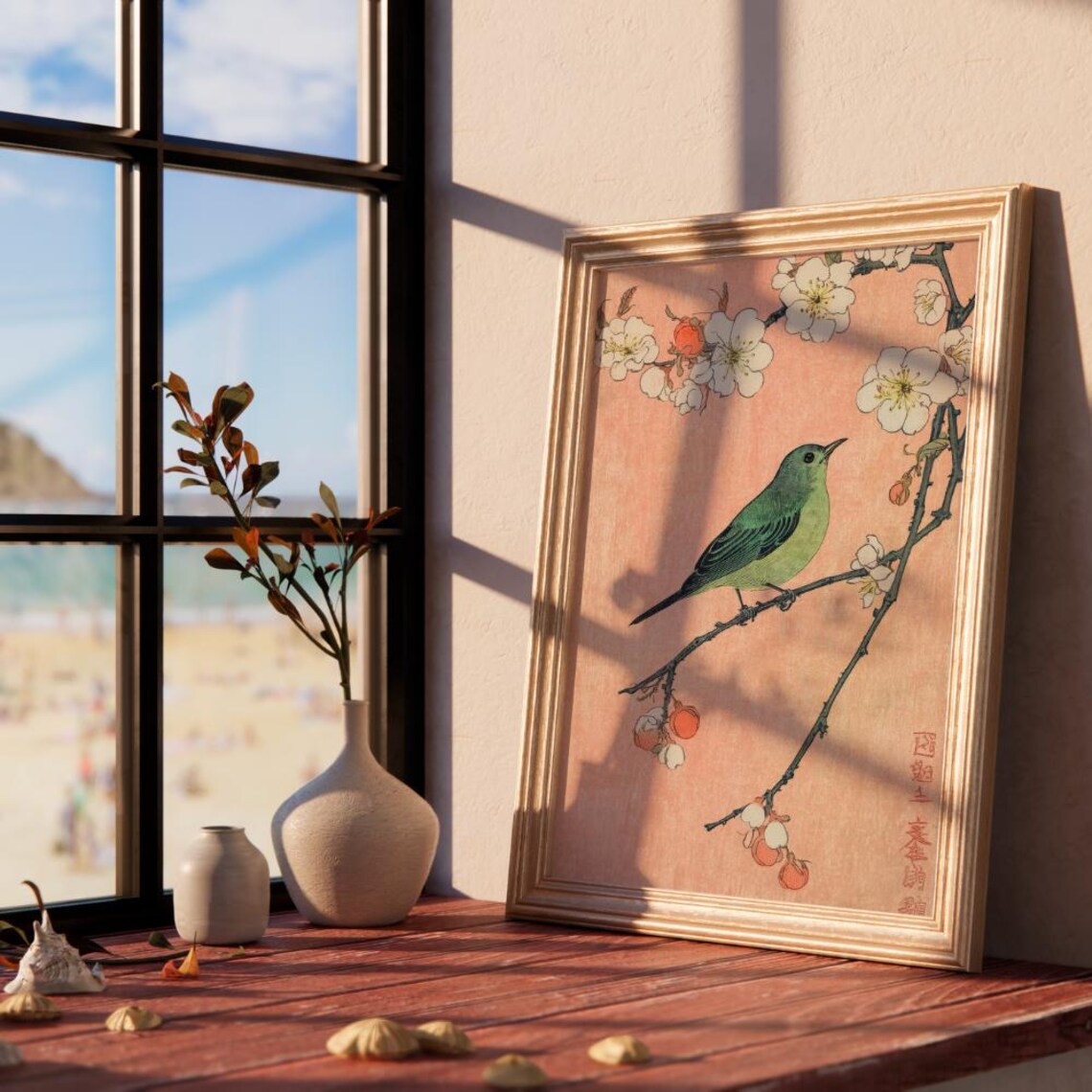 Antique Japanese Botanical Print, Vintage Floral Bird Illustration - Image 2