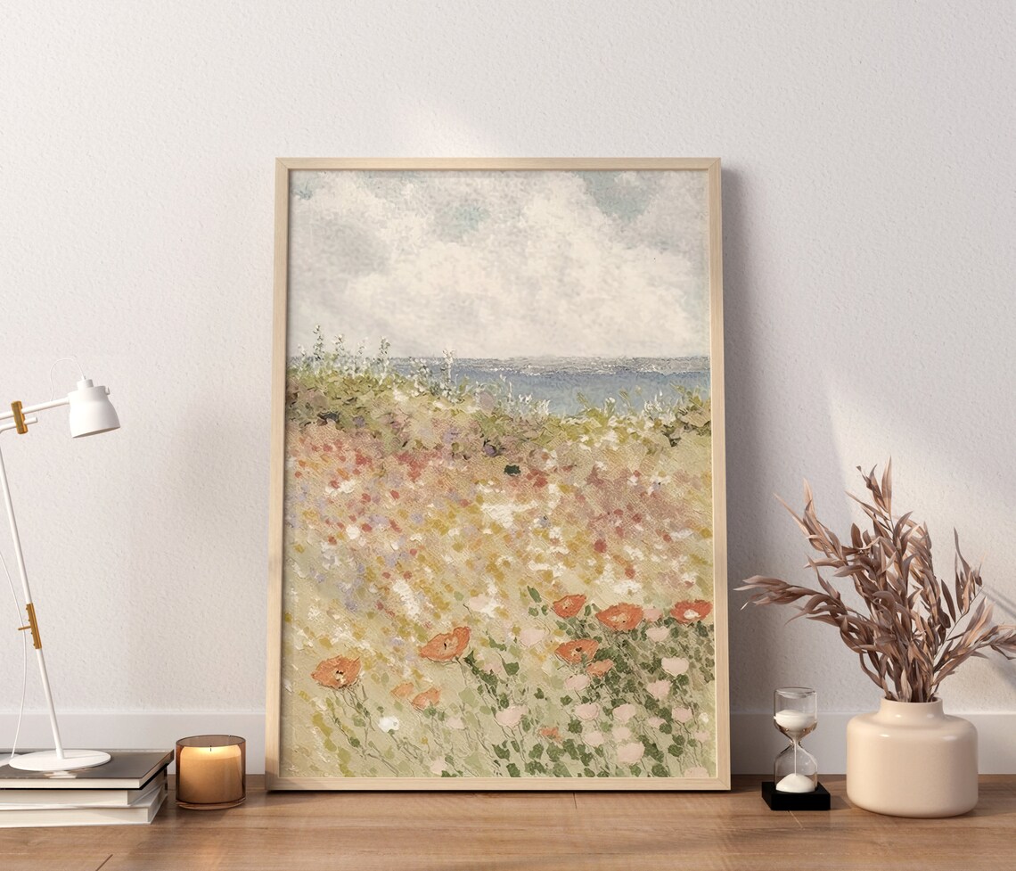 Poppy Field By The Sea Impressionist Coastal Charm Art Poster - Image 3