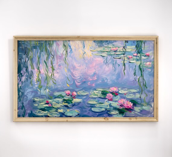 Claude Monet Frame Tv Water Lilies Art Impressionist Landscape Painting Monet Wall Art Garden Flower Tv Art