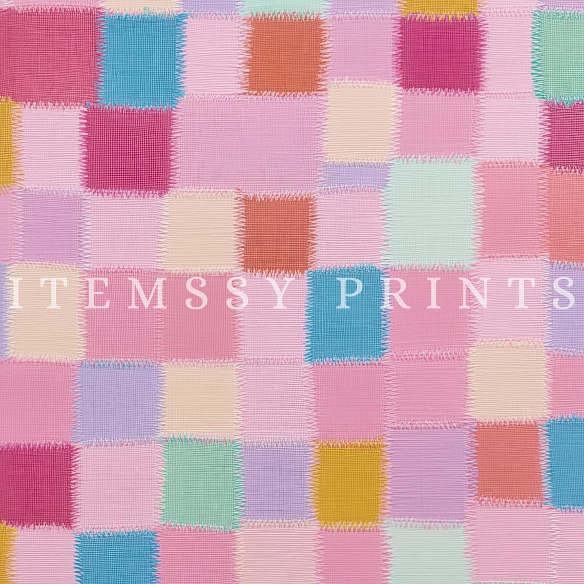 Colorful Patchwork Grid Abstract Painting Pink Modern Wall Art - Image 2