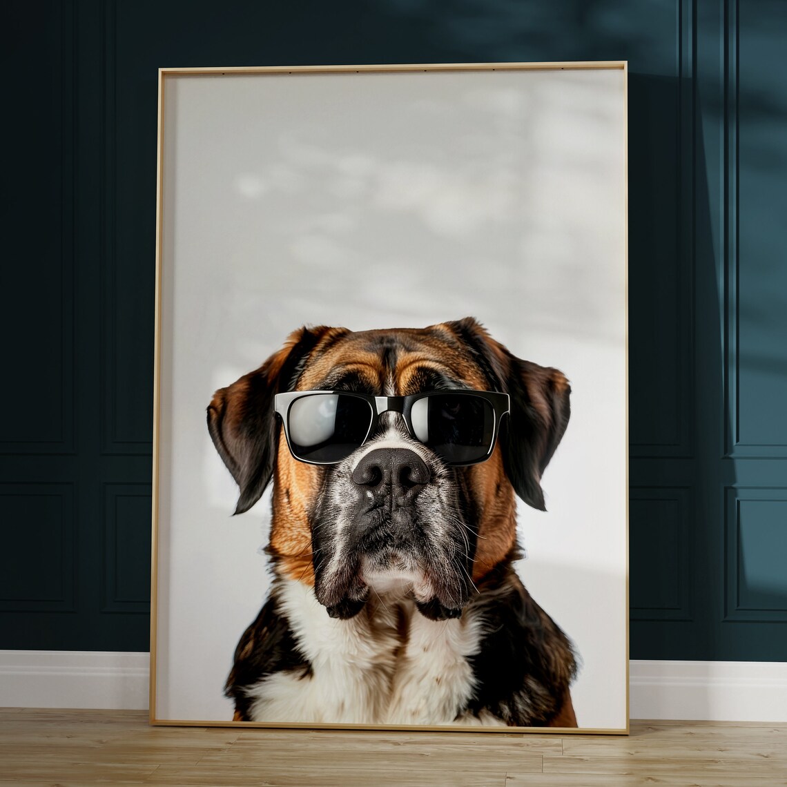 St Bernard Dog In Sunglasses Gentle Giant Minimalist Photo Poster - Image 2
