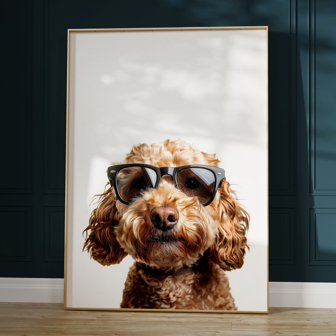 Cockapoo Dog In Sunglasses Funny Curly Minimalist Photo Poster - Image 2