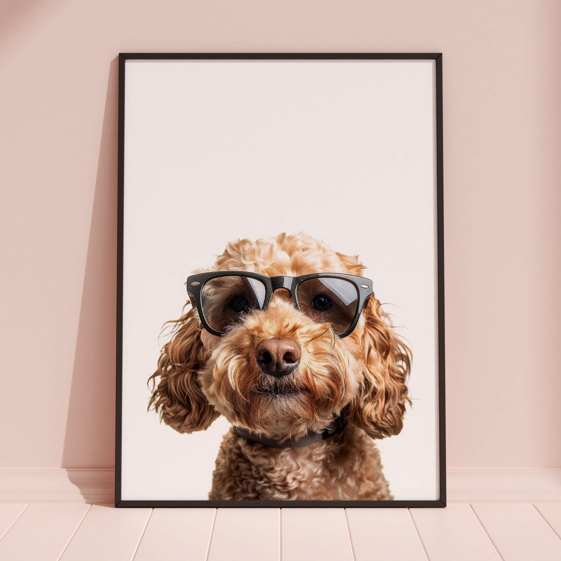 Cockapoo Dog In Sunglasses Funny Curly Minimalist Photo Poster - Image 3