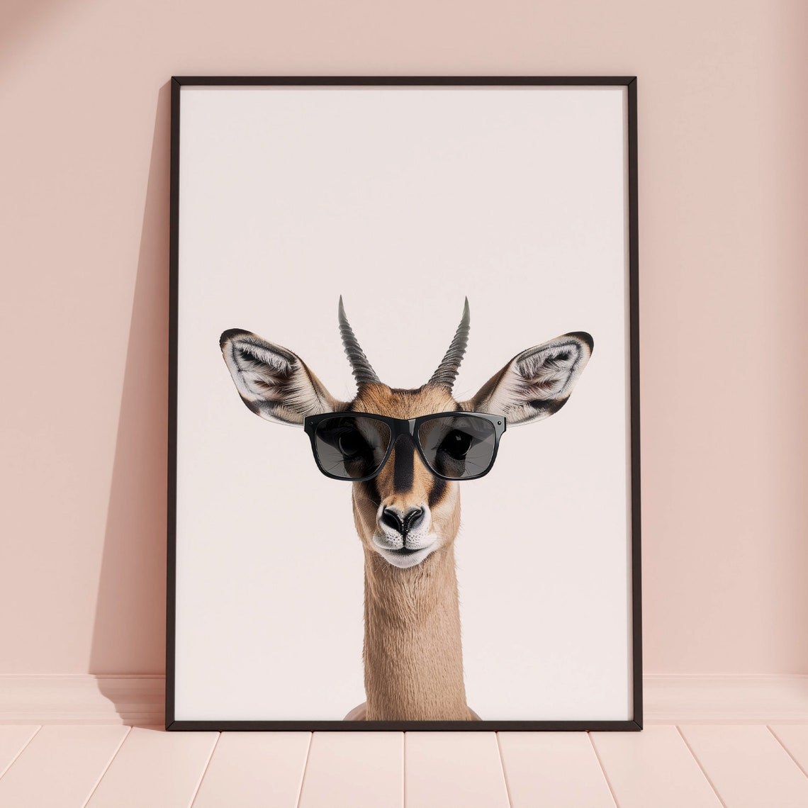 Gazelle Wearing Sunglasses Quirky Minimalist White Photo Poster - Image 3