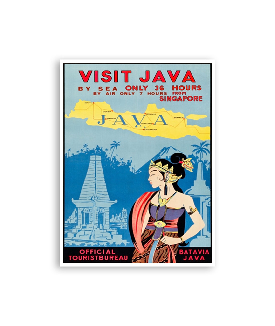 Visit Java Singapore Vintage Official Tourist Bureau Travel Poster