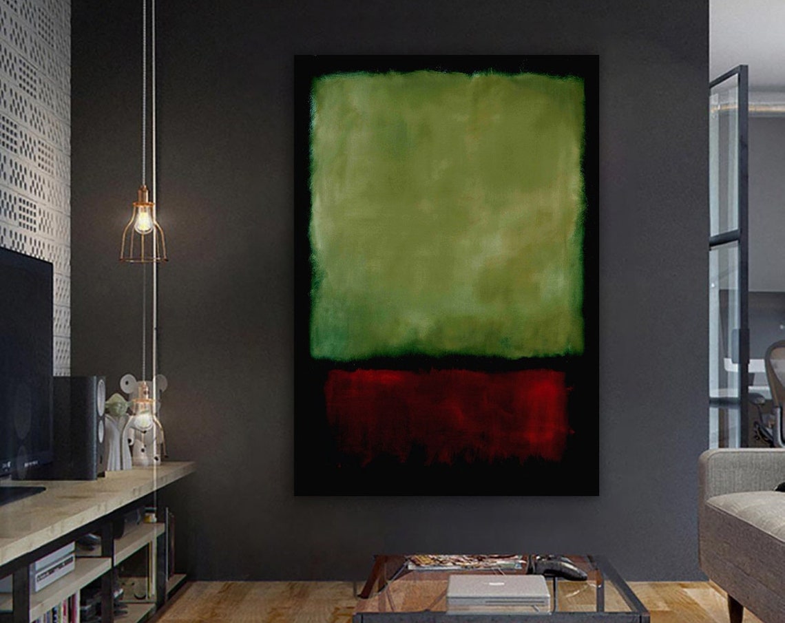 Mark Rothko Style Green and Red Abstract Color Field Modern Poster