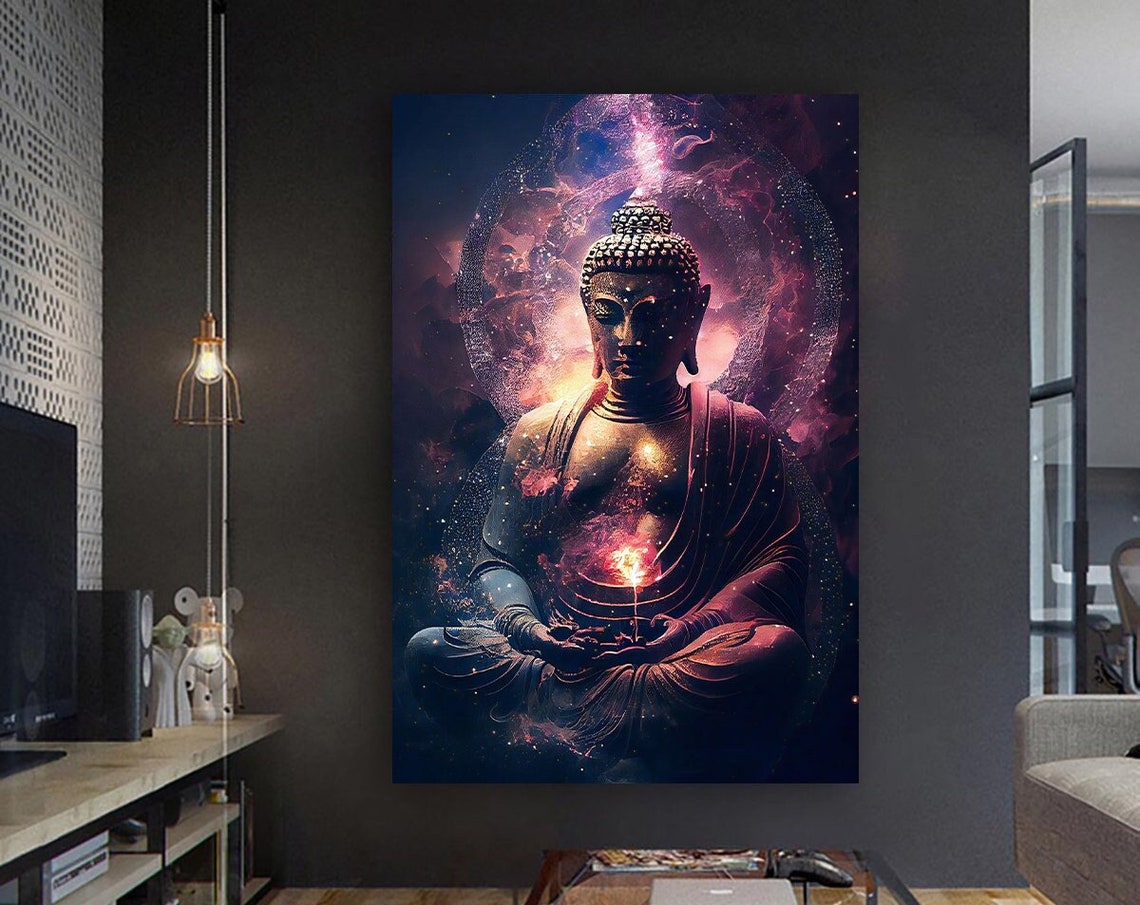 Cosmic Buddha Meditating Galaxy Nebula Spiritual Space Art Poster