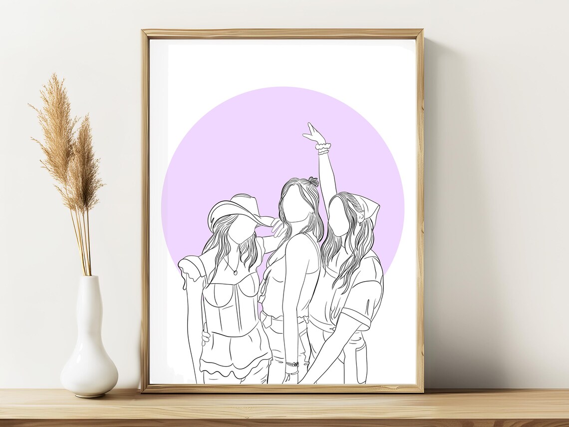 Custom Line Portrait Of Owner And Pet Digital Download Canvas Wall Art - Image 2