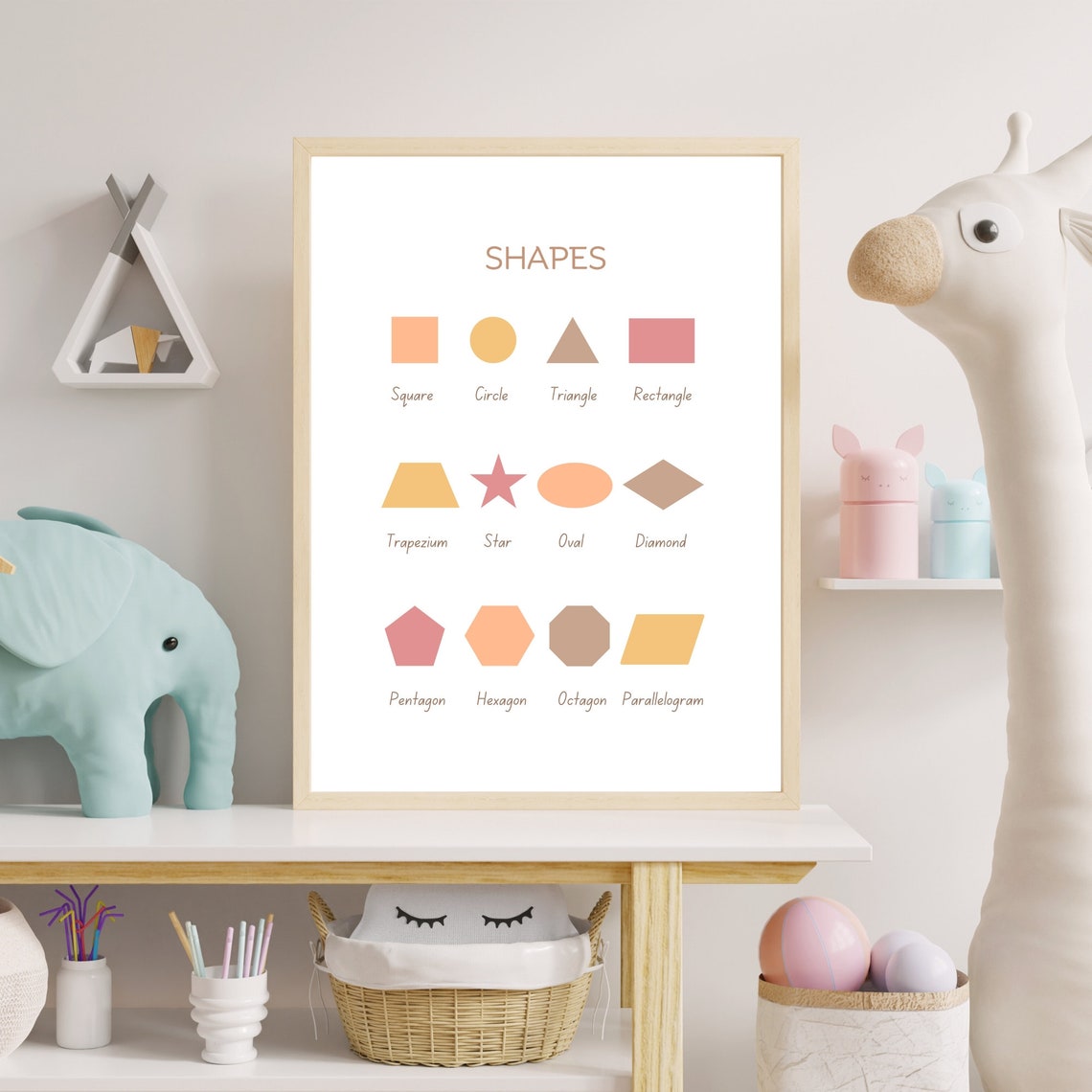 Shapes Educational Print Nursery Wall Art Rainbow Nursery Decor Colorful Shapes Classroom Decor Rainbow Wall Art - Image 2