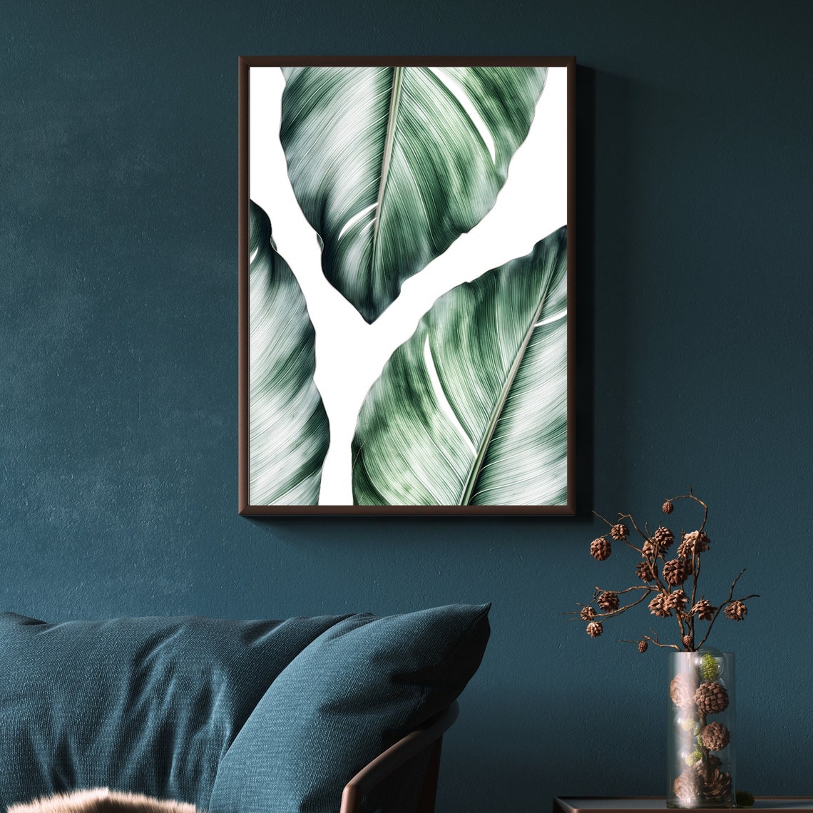 Banana Leaves Watercolor Botanical Tropical Green Leaf Art Poster - Image 3