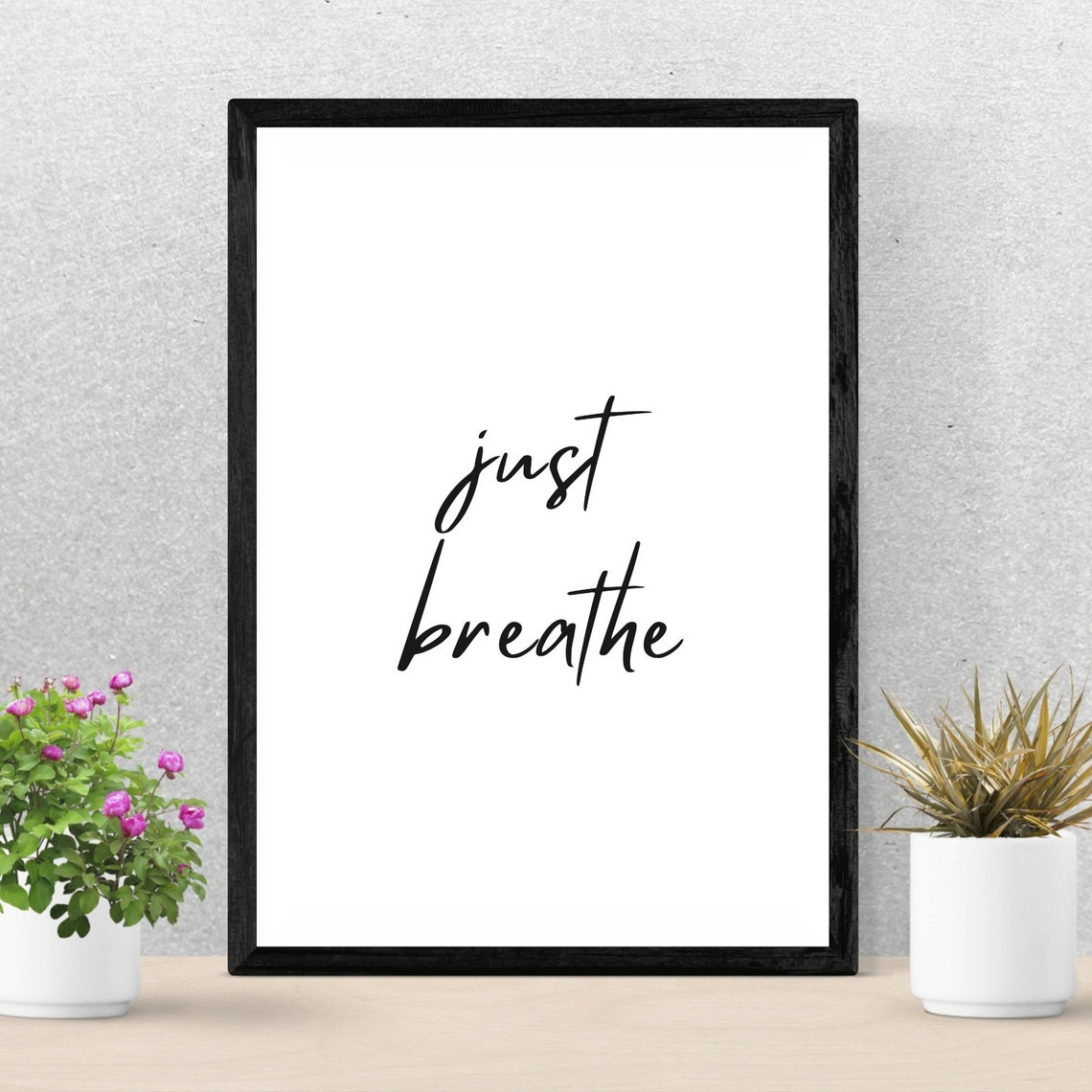 Just Breathe Script Typography Minimalist Positive Quote Poster - Image 3