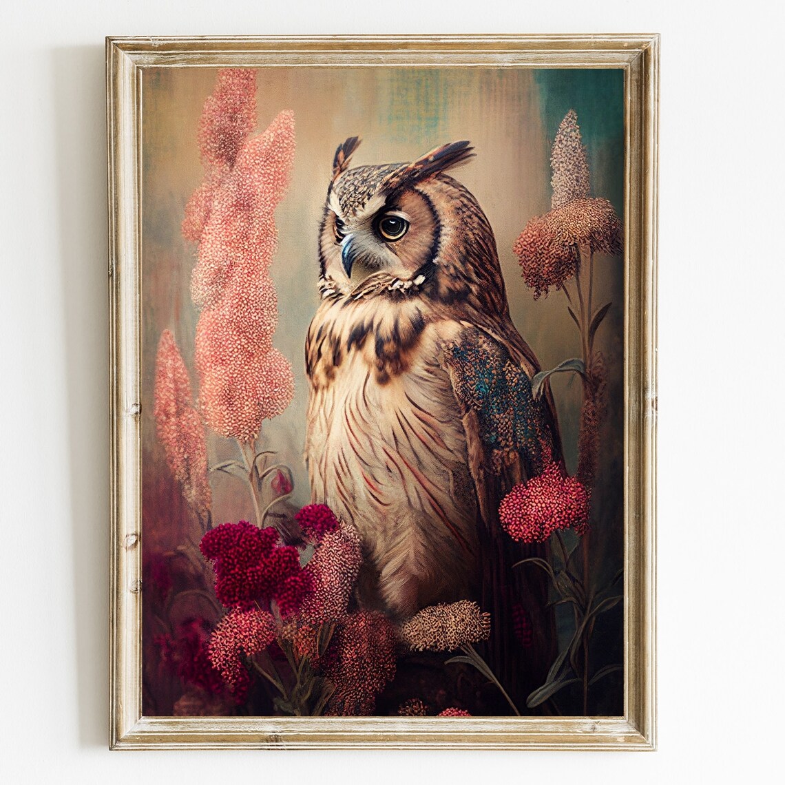 Vintage Owl Bird Art Print, Animal Wall Decor