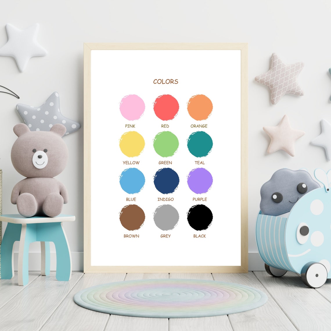 Colors Learning Educational Kids Nursery Classroom Chart Poster - Image 2
