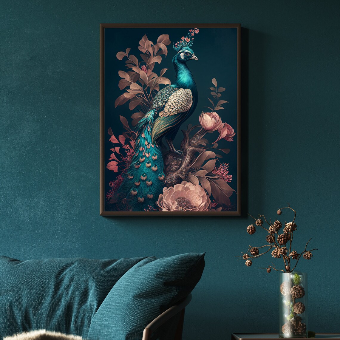 Vintage Peacock Bird Art Print, Boho Animal Decor - Image 2