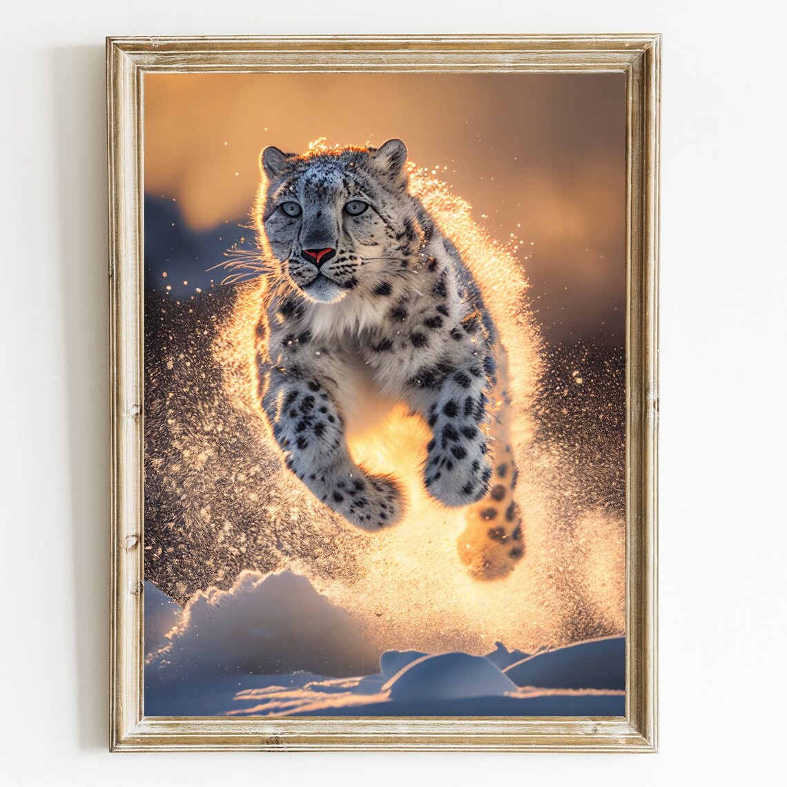 Snow Leopard Animal Portrait Wall Art Print