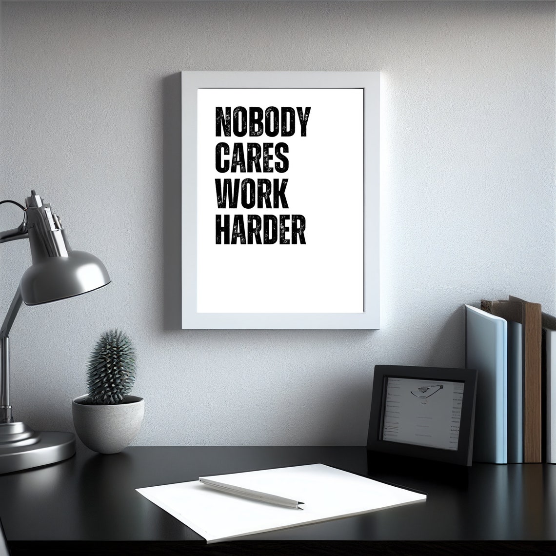 Nobody Cares Work Harder Bold Motivational Gym Hustle Quote Poster - Image 3