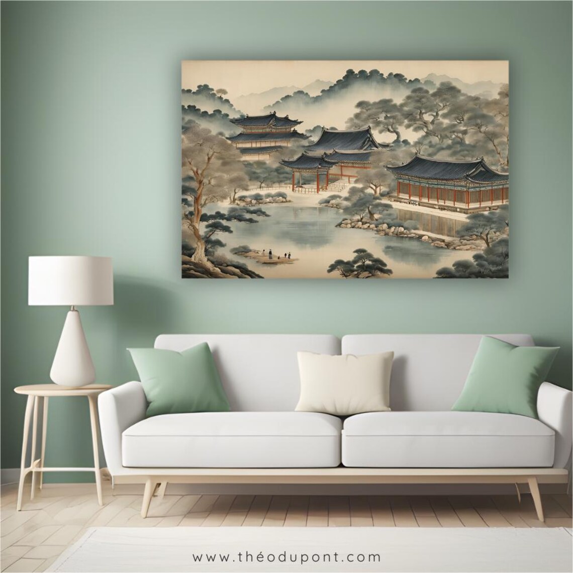 Ink Wash Korean Painting, Joseon Pavilion Art Print - Image 2