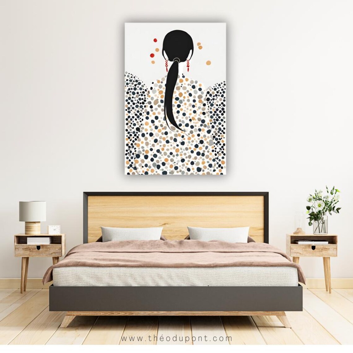 Japandi Pop Dots 2 Minimalist Ink Wash Art Print - Image 2