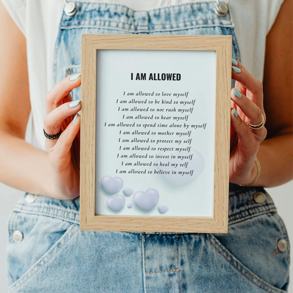 I Am Allowed Self-Love Affirmations Motivational Quote Poster - Image 3