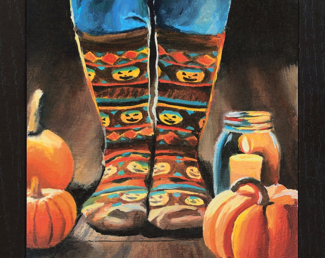Cozy Halloween Night Scene with Pumpkins and a Glowing Candle Poster - Image 6