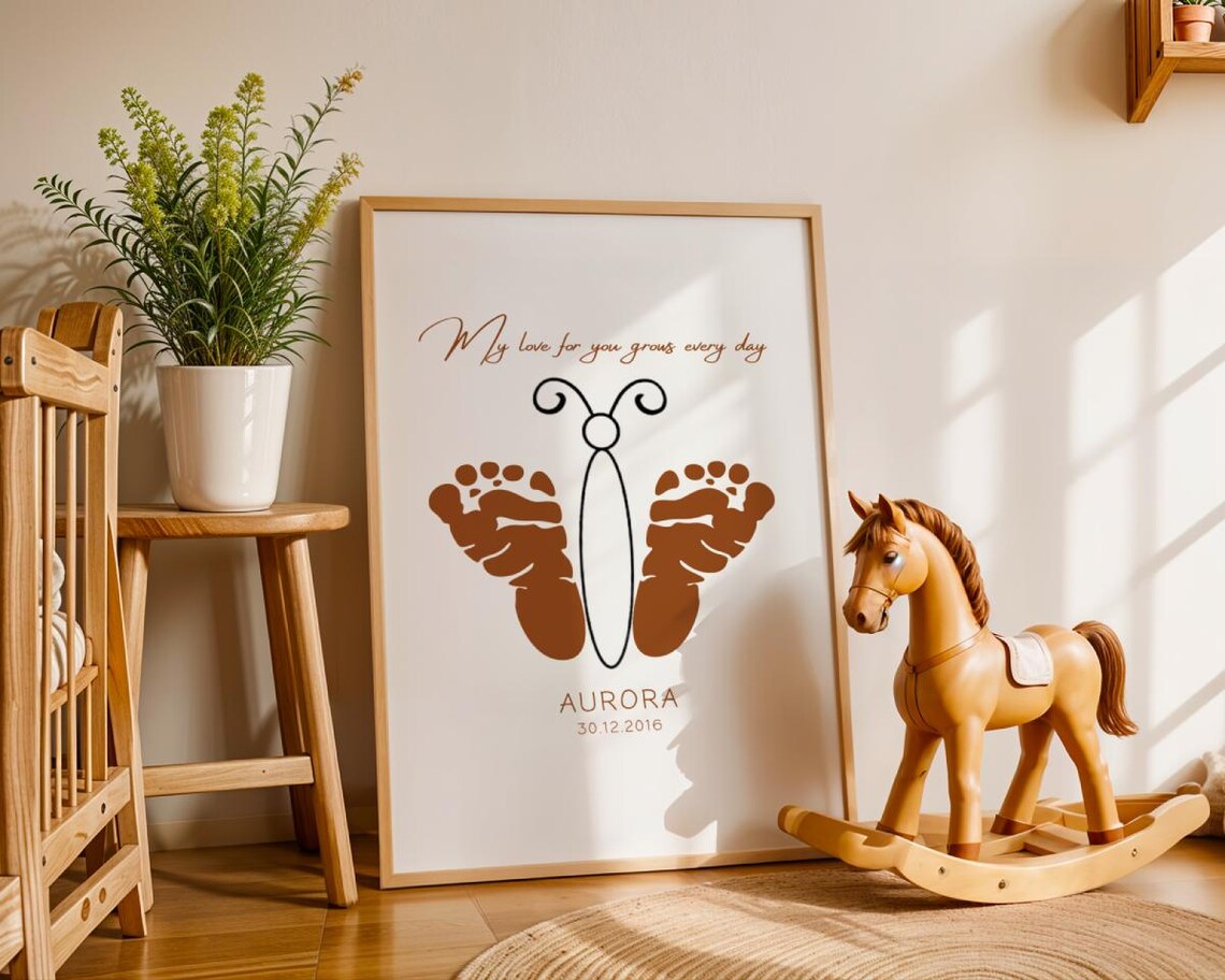 Baby Feet Butterfly My Love Grows Personalized Mum Gift Poster