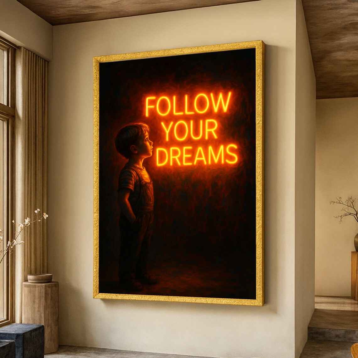Inspirational Child Portrait, Motivational Quote Wall Art Print