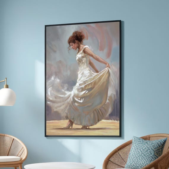 Elegant Woman In Flowing Dress, Impressionist Art Print