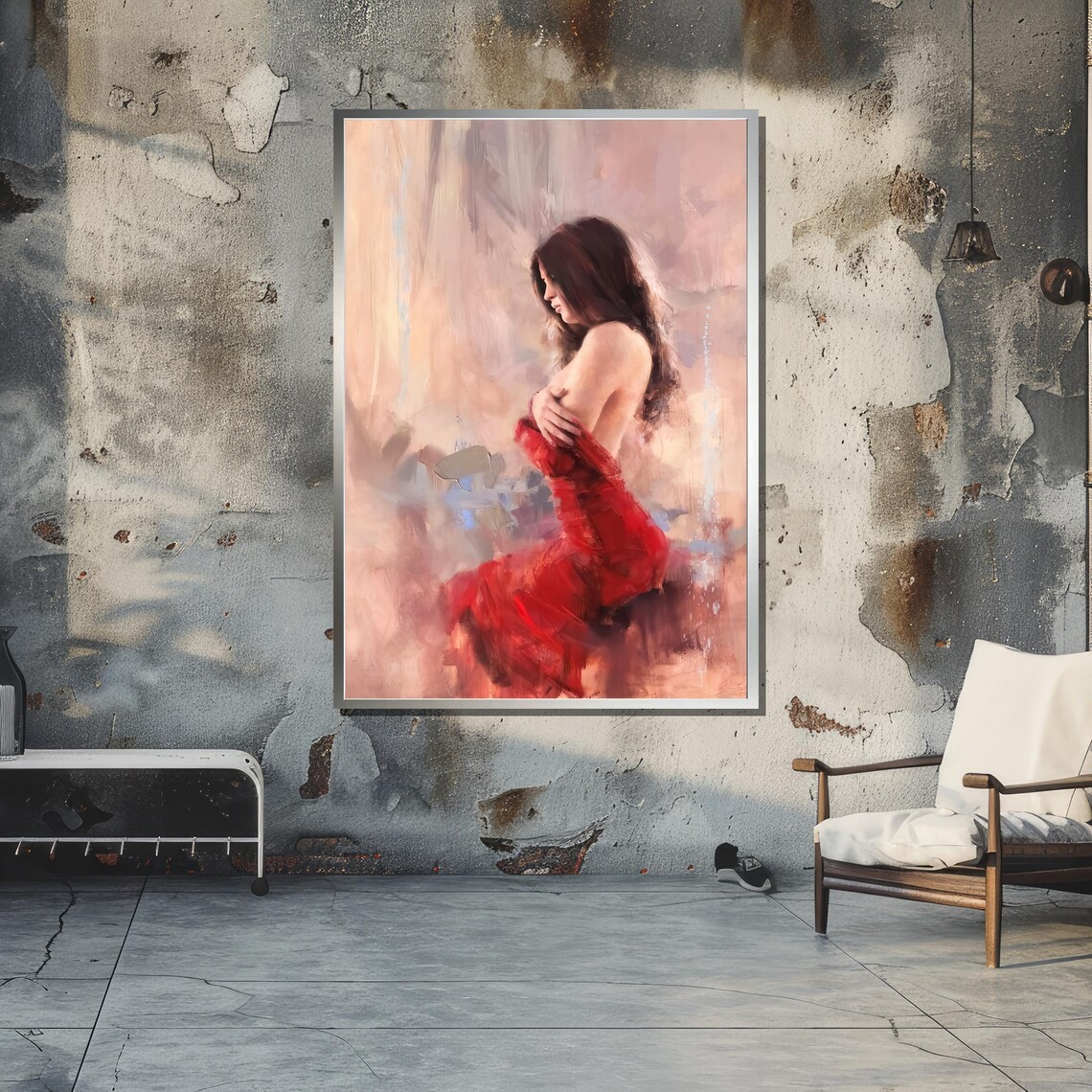Elegant Woman in Red Dress, Impressionist Art Print - Image 5