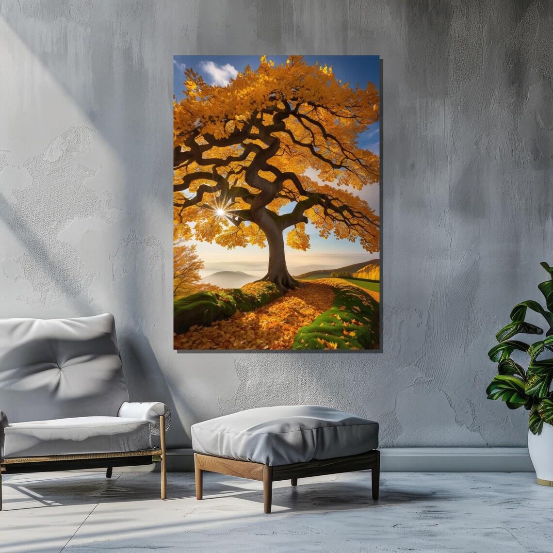 Majestic Golden Tree With Twisted Branches, Autumn Landscape - Image 2
