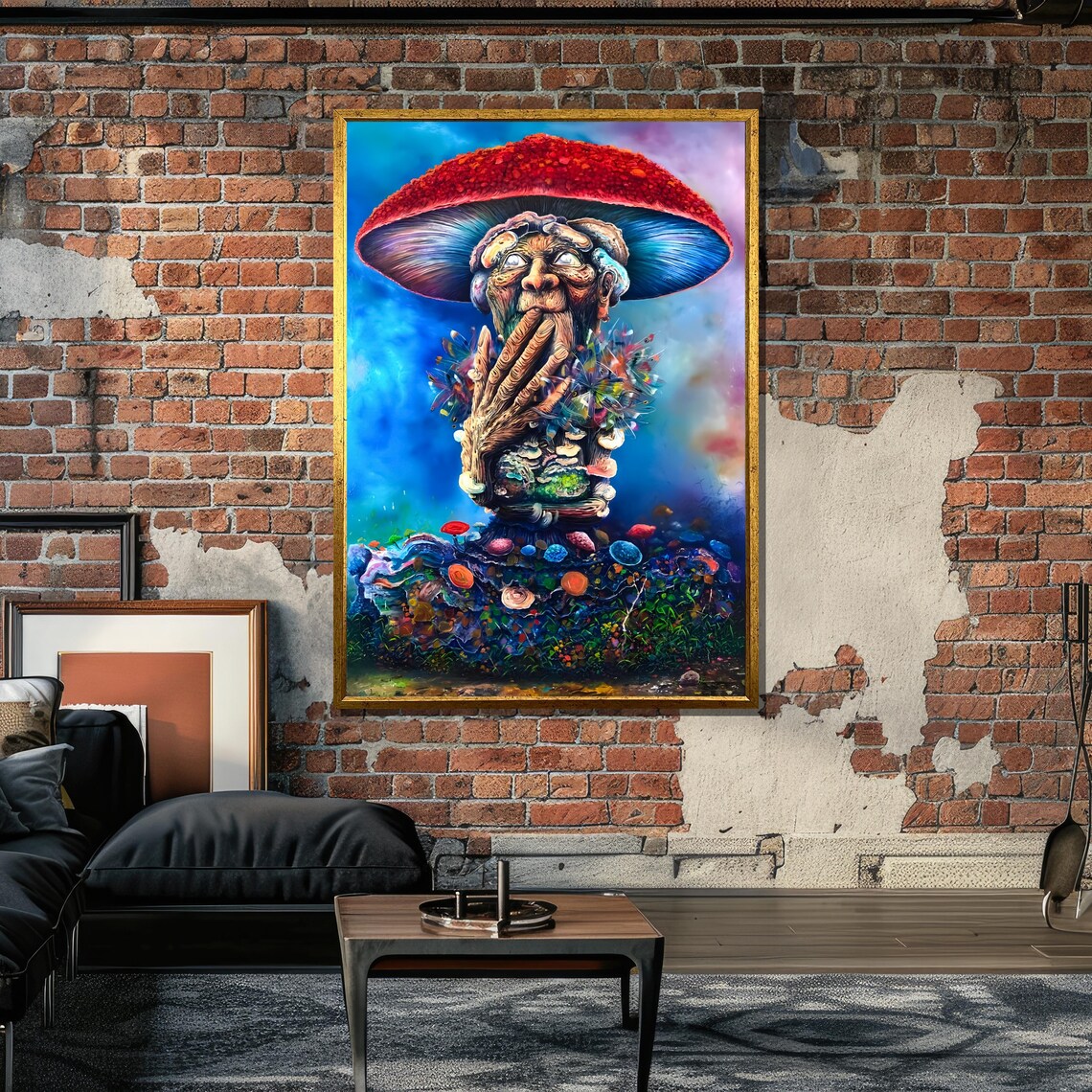 Surreal Mushroom Man, Psychedelic Fantasy Art - Image 6