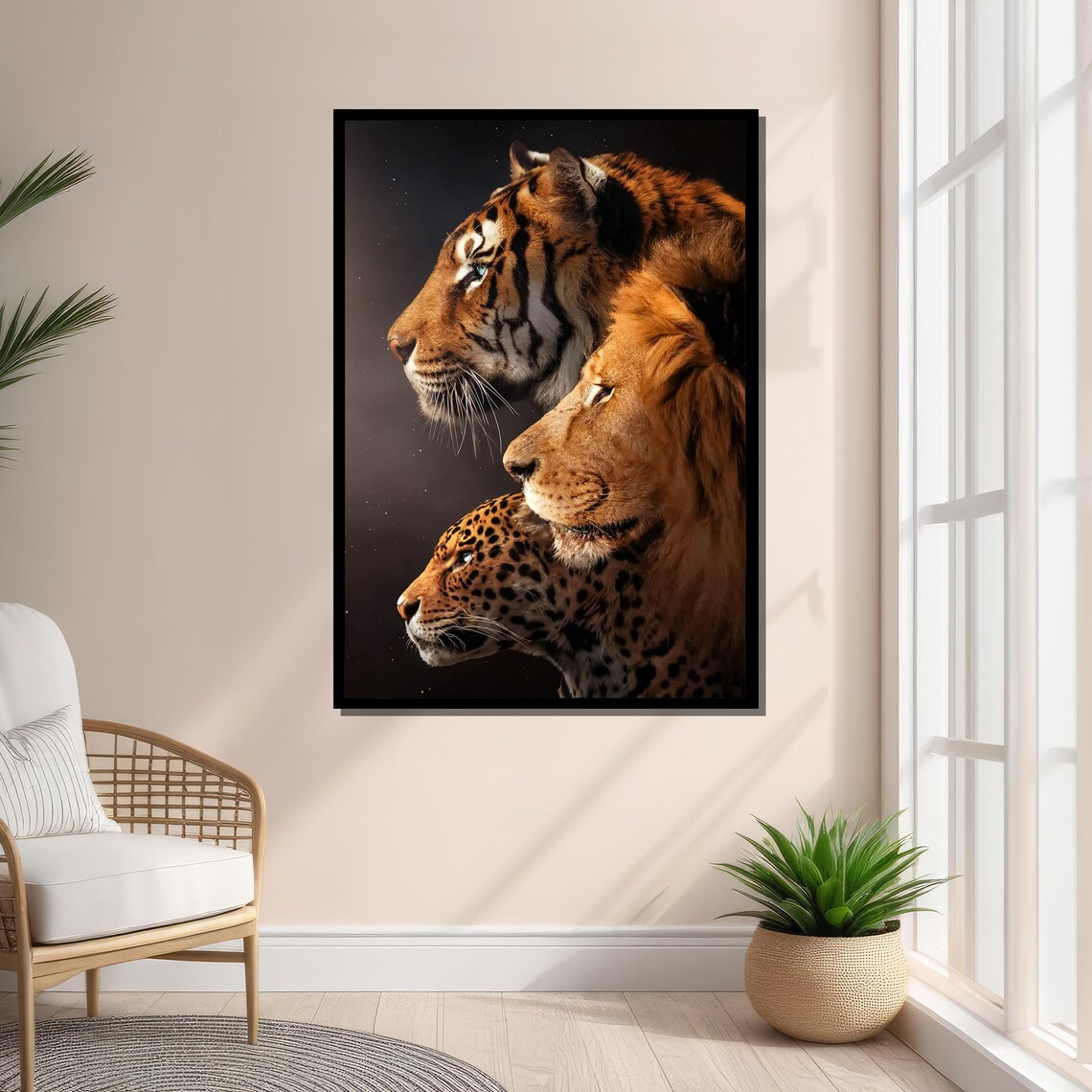 Lion Tiger Majestic Big Cats, Realistic Wildlife Art - Image 4