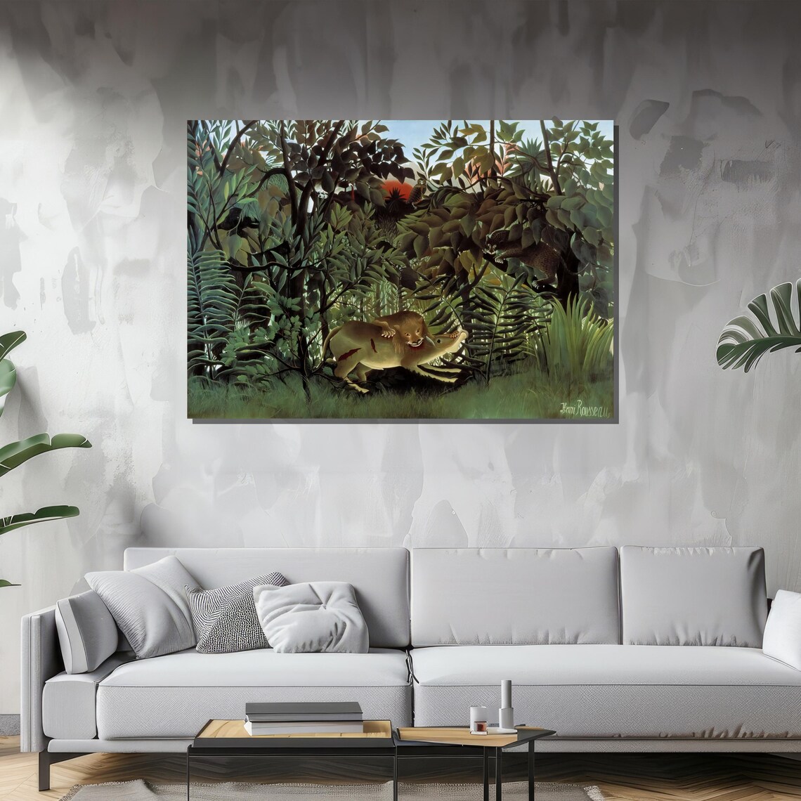 Henri Rousseau The Hungry Lion, Jungle Scene Art Print - Image 4