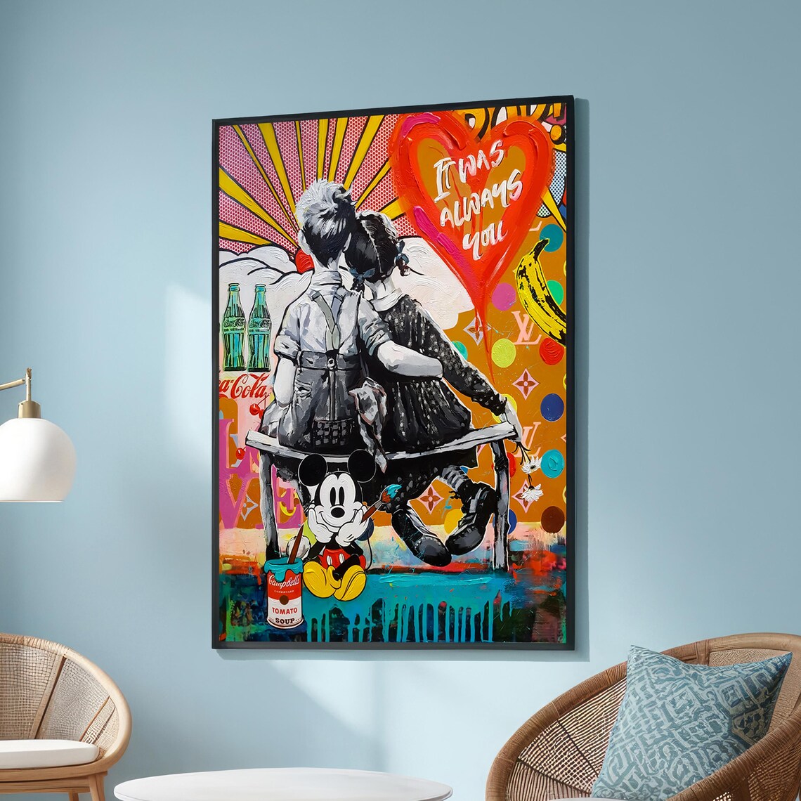 Pop Art Nostalgic Couple Scene, Urban Decor
