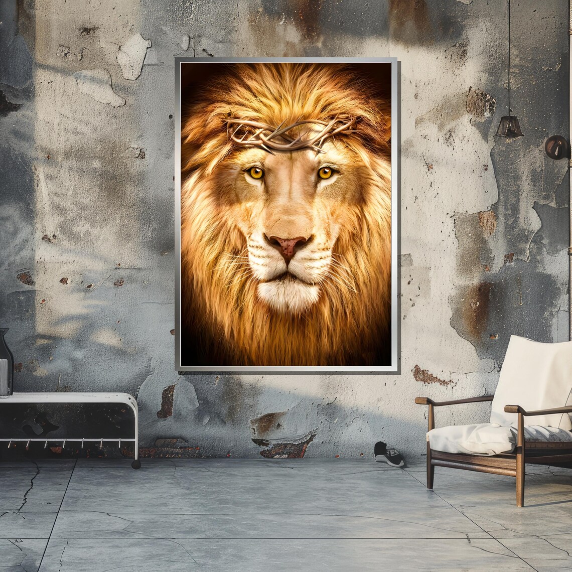 Lion With Crown Of Thorns Art, Majestic Wildlife - Image 5