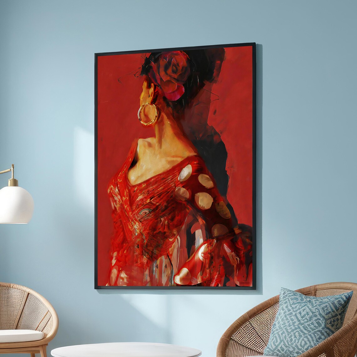 Flamenco Dancer In Red, Spanish Culture Art Print