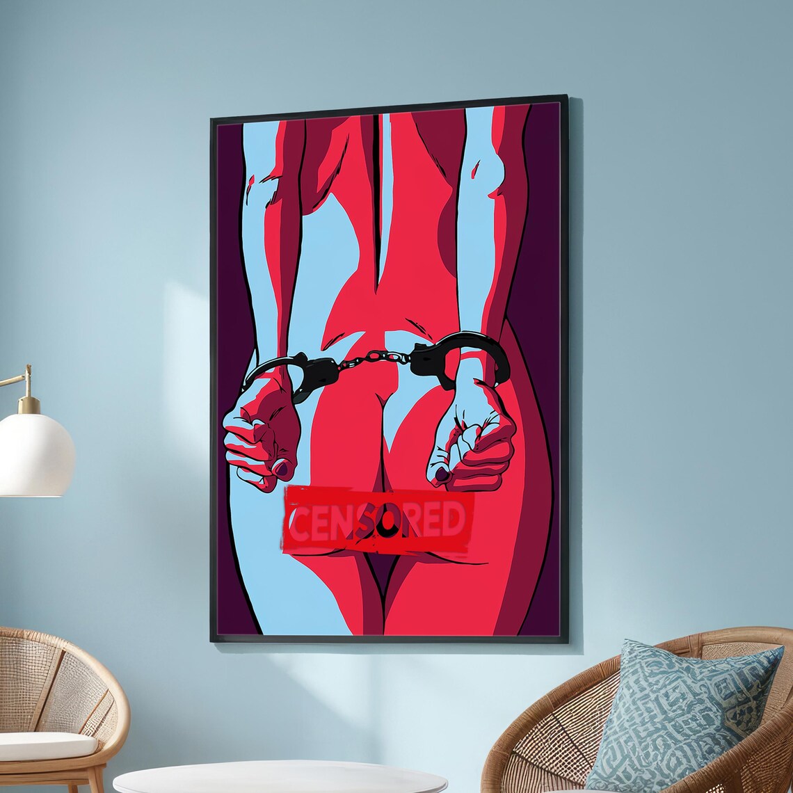 Bold Pop Art Handcuffed Figure - Poster Print