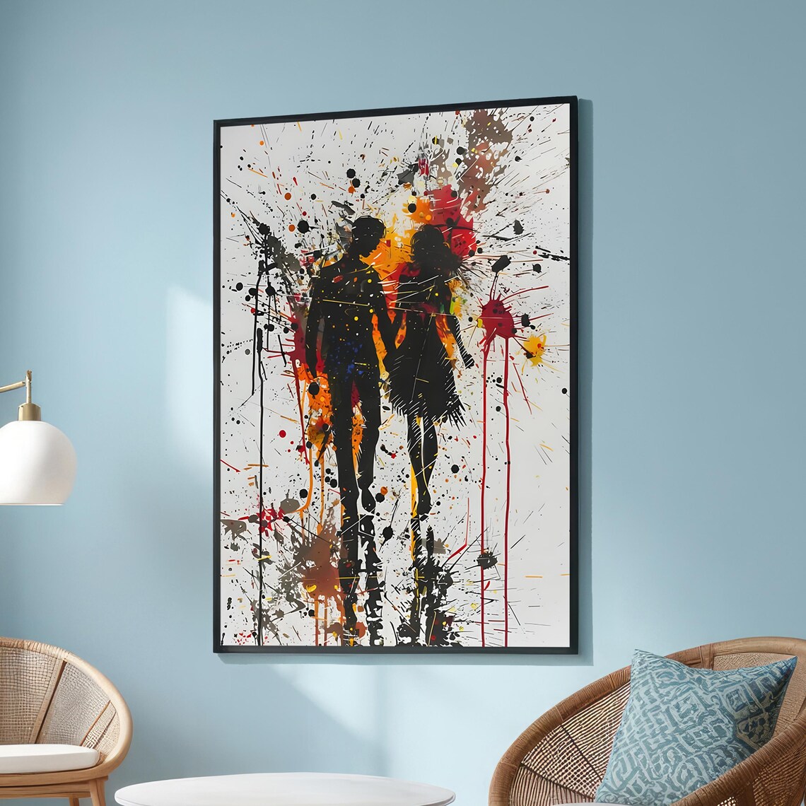 Silhouette Couple Abstract Art, Modern Love