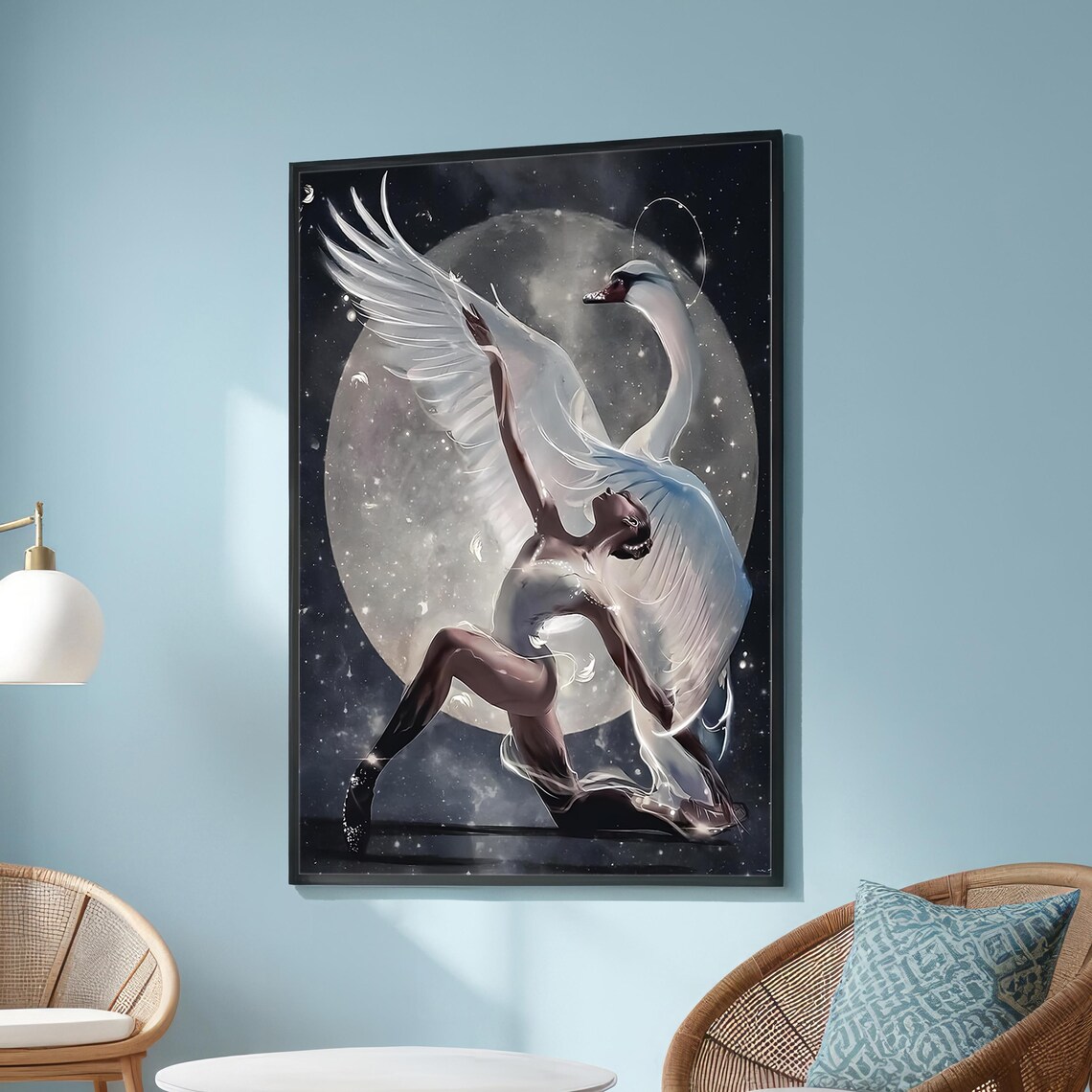 Celestial Ballerina With Swan, Ethereal Ballet Art - Image 6