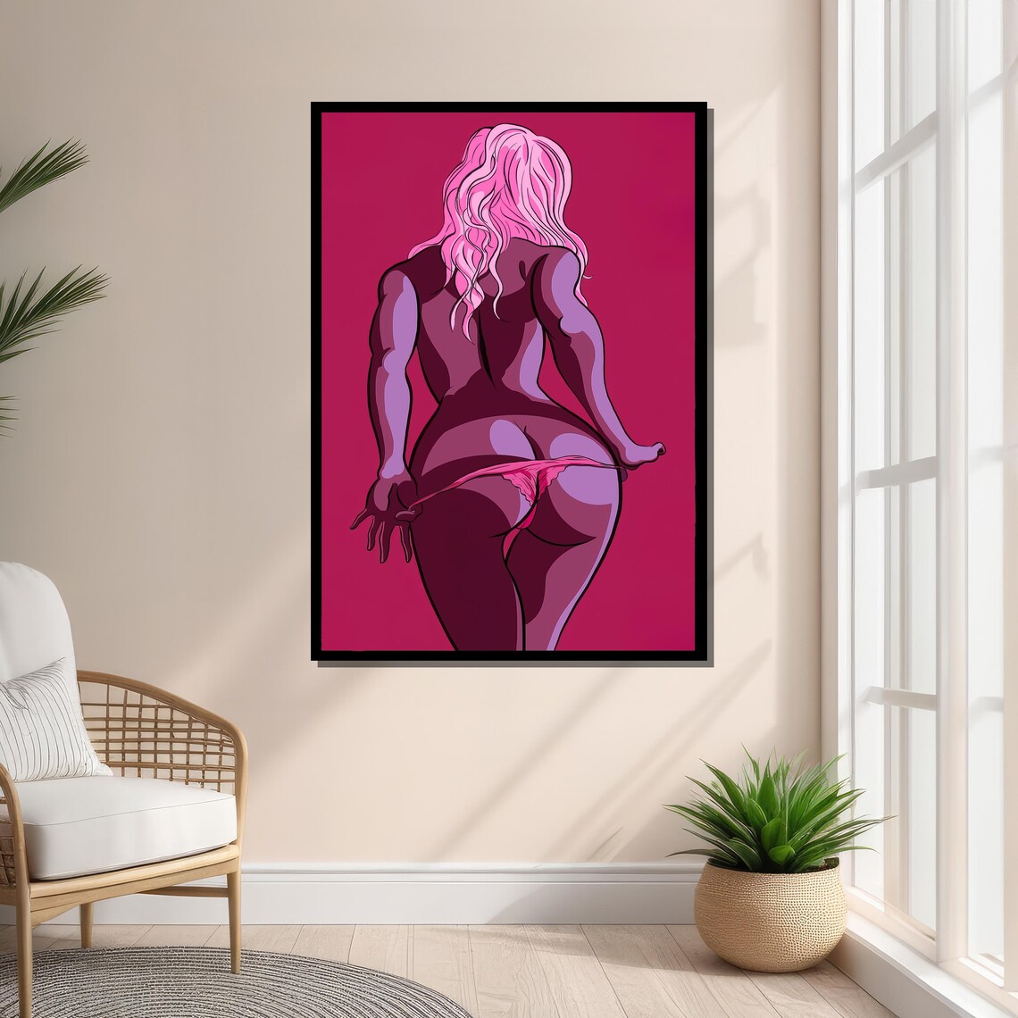 Bold Pop Art Woman in Pink, Contemporary Decor - Image 4