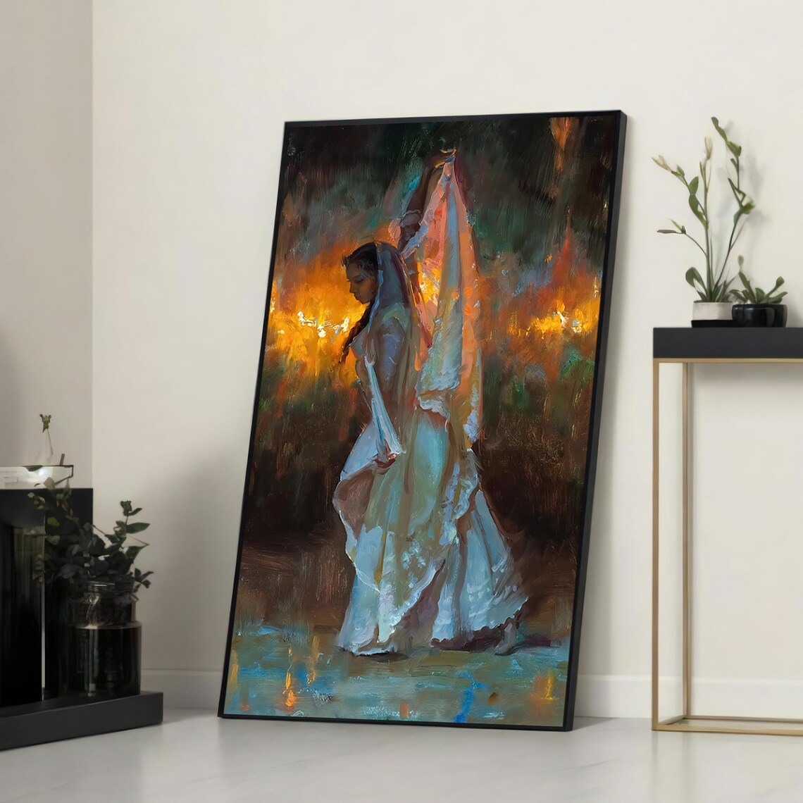 Graceful Woman In White Gown, Ethereal Portrait