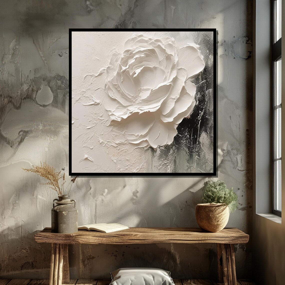 White Rose Art Print, Minimalist Floral Decor - Image 6
