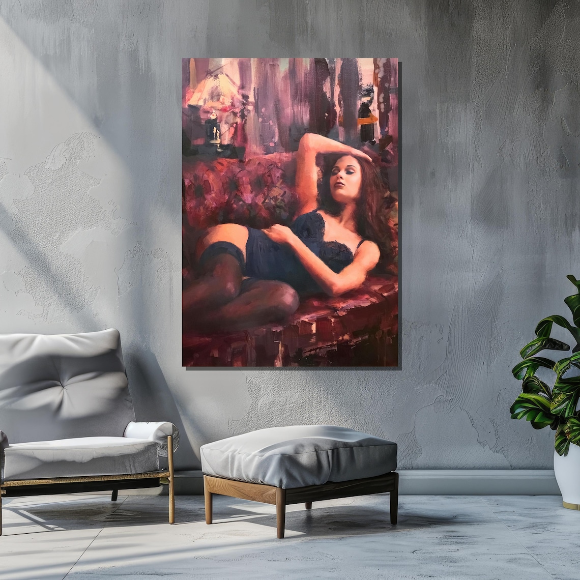 Luxurious Lingerie Art, Intimate Woman Lounging - Image 2
