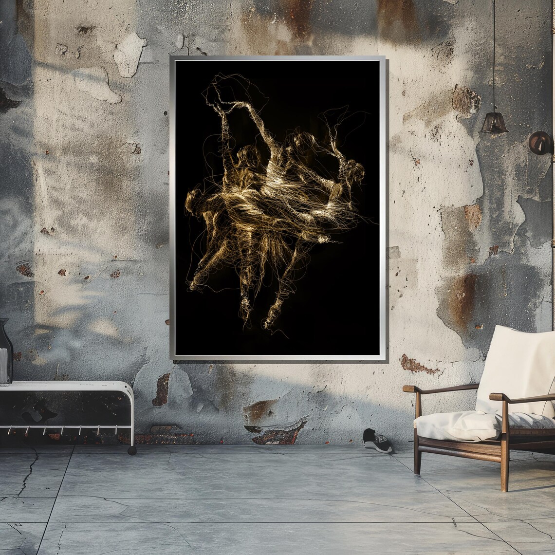 Golden Abstract Dance, Modern Ballet Dancer Light Lines - Image 4