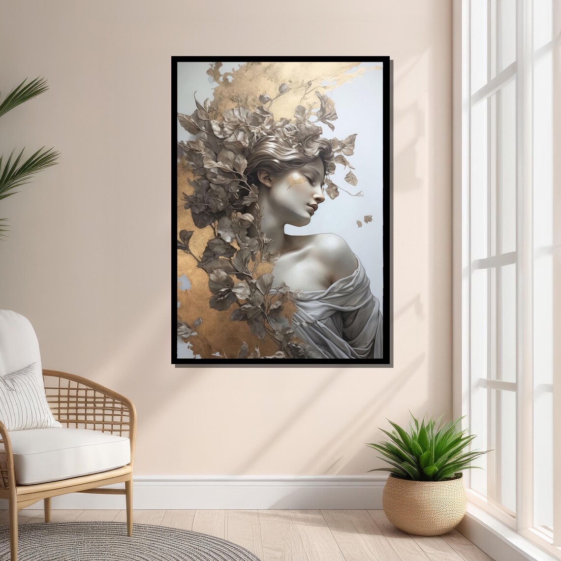 Elegant Woman With Leaves, Dreamlike Ethereal Art Print - Image 3