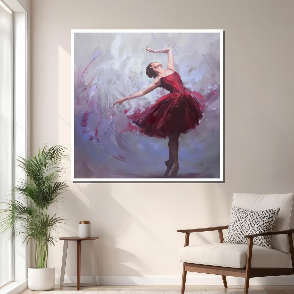 Elegant Ballerina In Red, Graceful Ballet Dance Art - Image 3
