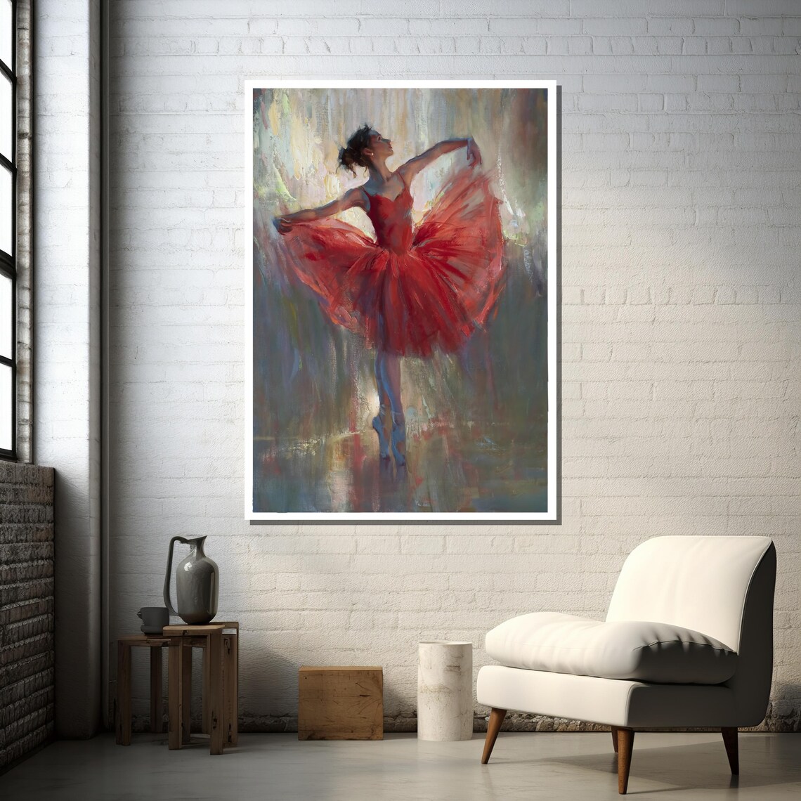Elegant Ballerina In Red Tutu, Dance Artwork - Image 2