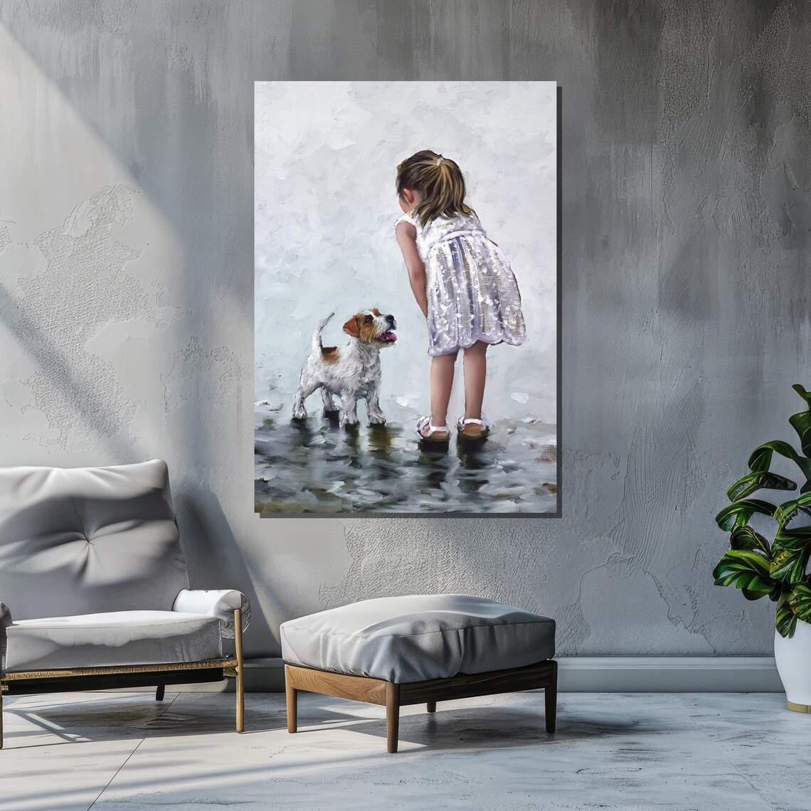 Girl And Dog Companionship, Kids Room Decor Art Print - Image 2